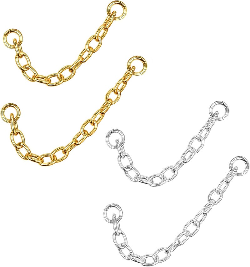 Goenjoy 4Pcs 14K Gold Plated Earrings Connector Chains Set for Women, Convertible Dangle Chain for Helix Earrings Double Piercings 30mm 40mm - Image 1